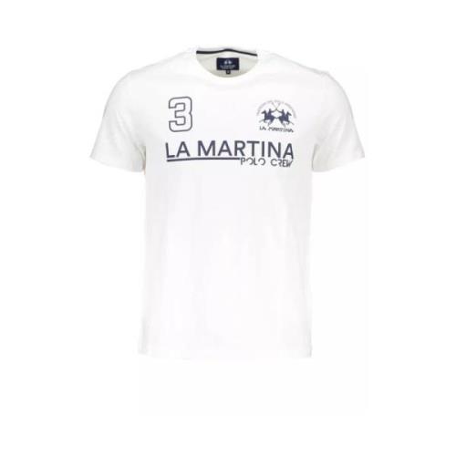 Wit Katoenen T-Shirt, Korte Mouwen, Regular Fit, Ronde Hals, Print La ...