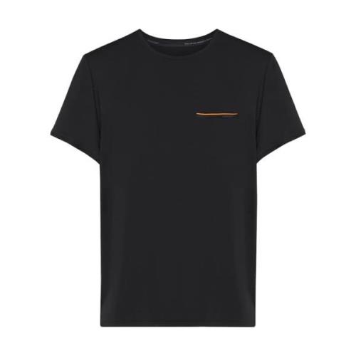Zwart Casual T-shirt met Contrast Zakrand en Siliconen Logo RRD , Blac...