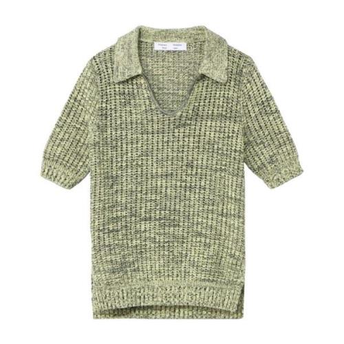 Luxe Zijde Katoen Polo Top Proenza Schouler , Green , Dames