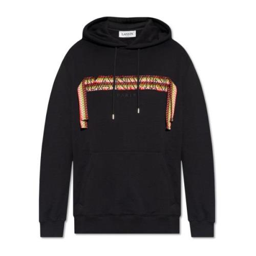 Hoodie met logo Lanvin , Black , Heren