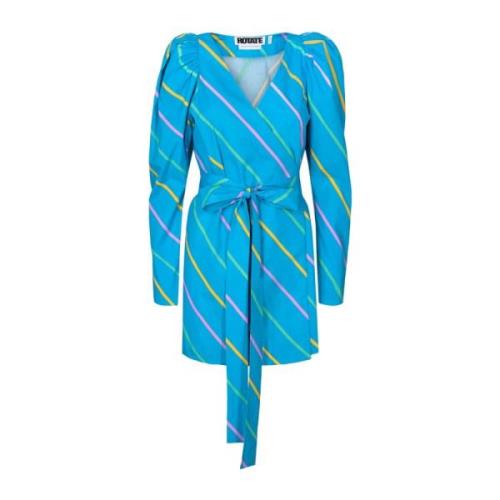 80s Streep Bridget Wrap Jurk Rotate Birger Christensen , Blue , Dames