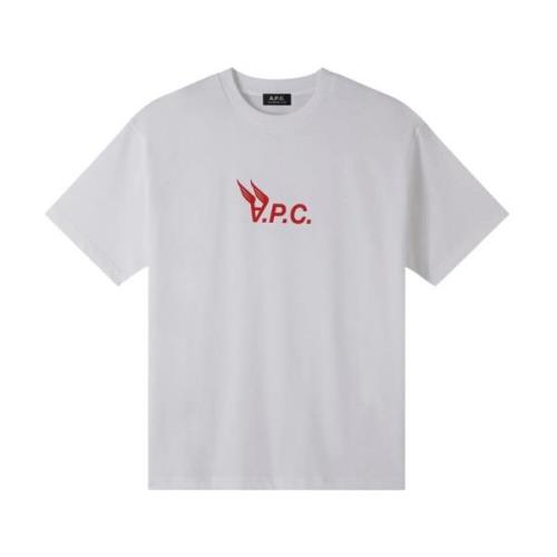 Korte Mouw Katoen Logo T-Shirt A.p.c. , White , Heren