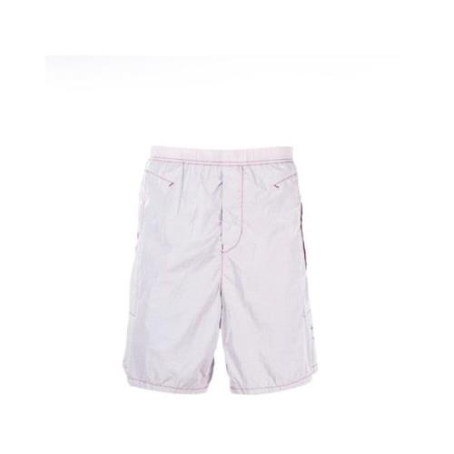 Magenta Nylon Bermuda Short Marina Stone Island , White , Heren