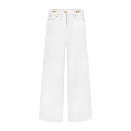 Witte Denim Flared Jeans met Medusa Head Versace , White , Dames