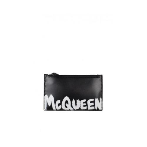 Zwarte Leren Kaarthouder Alexander McQueen , Black , Heren