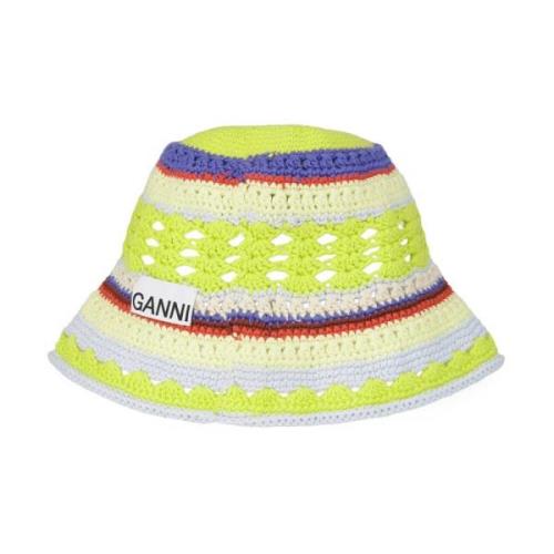 Kleurrijke Gehaakte Bucket Hat Ganni , Multicolor , Dames