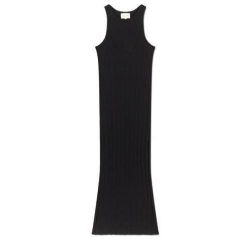 Zwarte Mouwloze Linnen Zijde Jurk Loulou Studio , Black , Dames