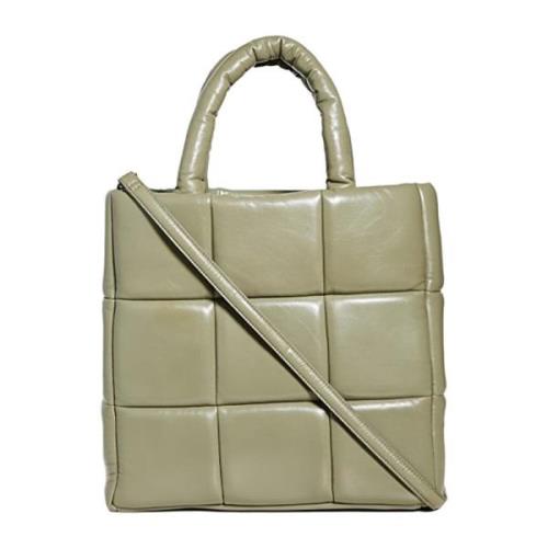 Gewatteerde Leren Tas Stand Studio , Green , Dames