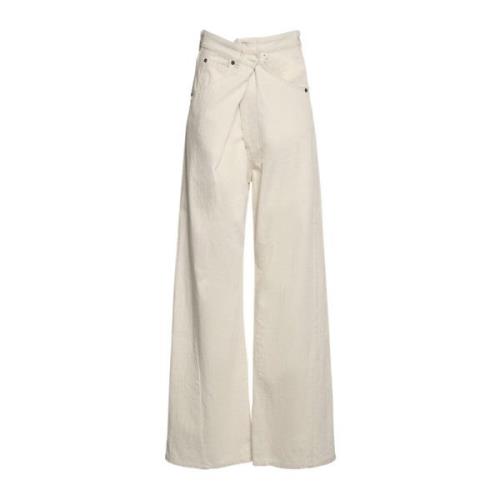 Fold-Over Denim Jeans Darkpark , White , Dames