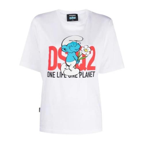 Witte Puffo Vanitoso T-shirt voor vrouwen Dsquared2 , White , Dames