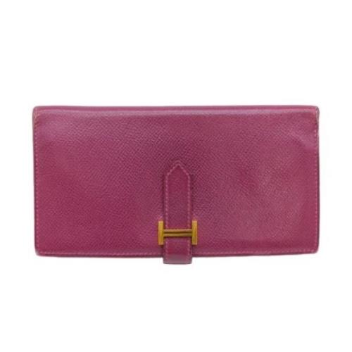 Pre-owned Leather wallets Hermès Vintage , Purple , Dames