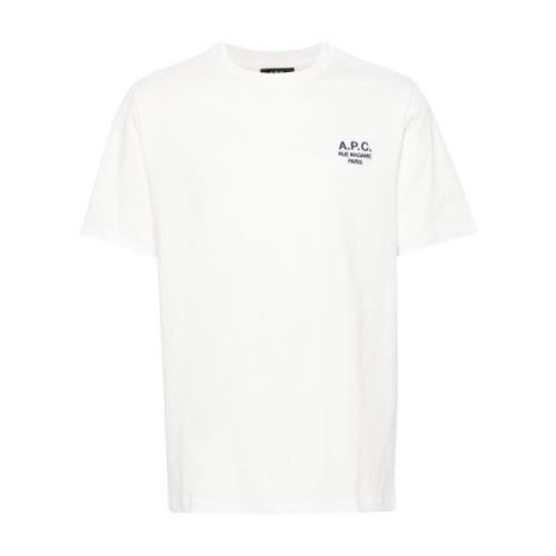 Biologisch Katoen Logo Geborduurd T-Shirt A.p.c. , White , Heren