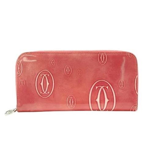 Pre-owned Leather wallets Cartier Vintage , Pink , Dames