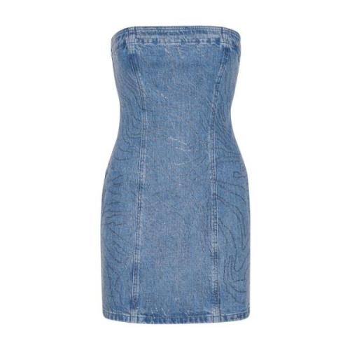 Rhinestone Denim Jurk - Lichtblauw Rotate Birger Christensen , Blue , ...