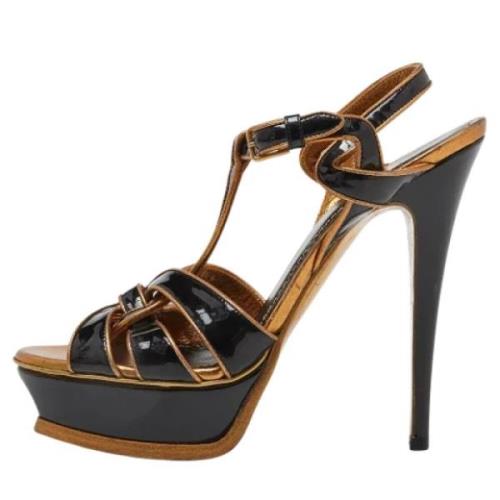 Pre-owned Leather sandals Yves Saint Laurent Vintage , Black , Dames