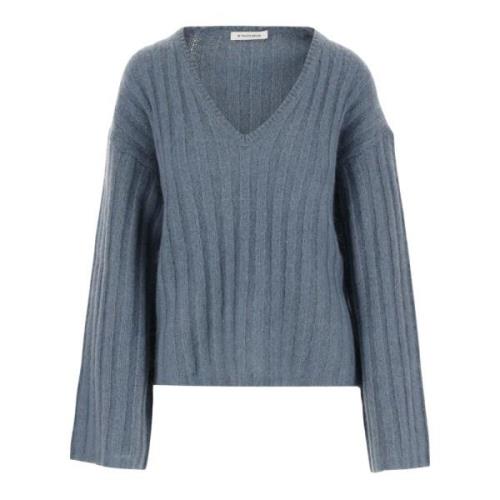 Wolmix V-hals Sweater By Herenne Birger , Blue , Dames