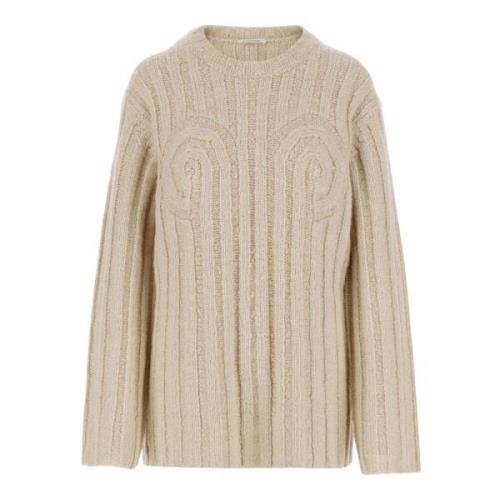 Beige Wol Crew Neck Sweater By Herenne Birger , Beige , Dames