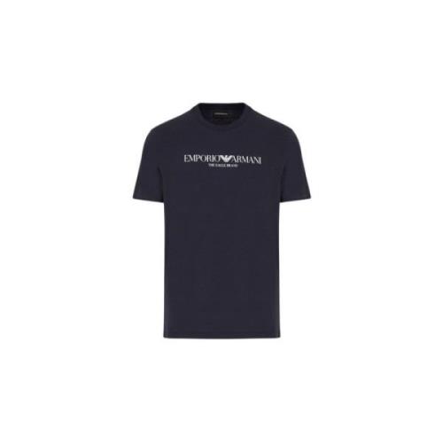 Adelaar Logo Katoenen T-shirt Emporio Armani , Blue , Heren