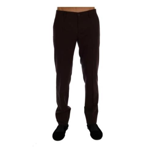 Paarse Wol Stretch Slim Fit Broek Dolce & Gabbana , Black , Heren