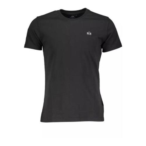 Zwart Geborduurd Ronde-Hals T-Shirt La Martina , Black , Heren