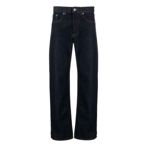 Indigo Straight Leg Jeans Dries Van Noten , Blue , Heren