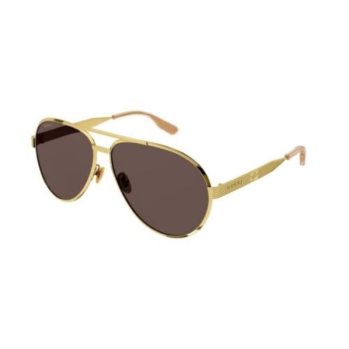 Goud Bruin Zonnebril Gg1513S 002 Gucci , Yellow , Heren