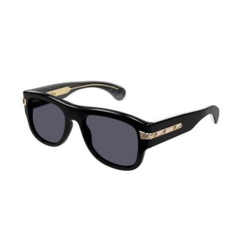 Stijlvolle zwarte zonnebril met grijze lenzen Gucci , Black , Unisex