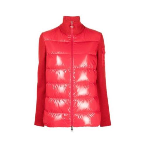 Gewatteerde Wol Dons Cardigan Moncler , Pink , Dames