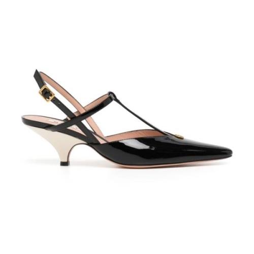 Zwarte Patentleren Slingback Hakken Bally , Black , Dames