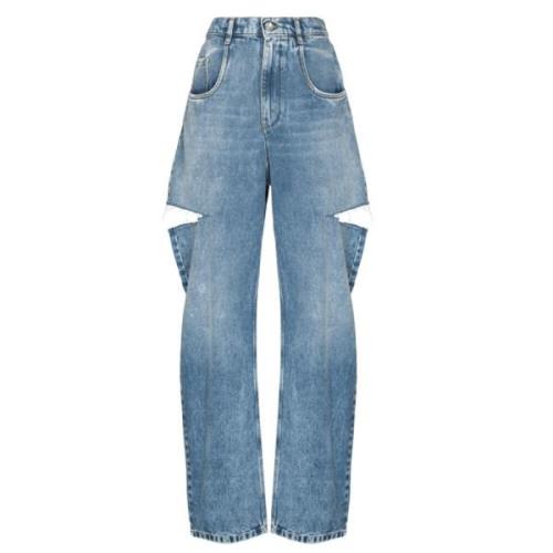 Blauwe Distressed Straight-Leg Jeans Maison Margiela , Blue , Dames