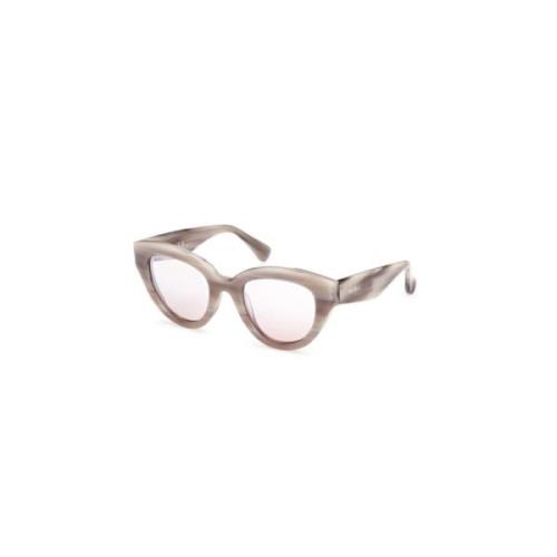 Beige Horn Brown Mirror Zonnebril Max Mara , Beige , Unisex