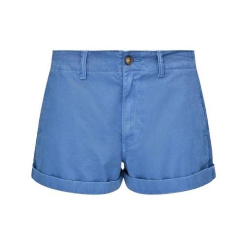 Blauwe Chino Shorts met Omgeslagen Zoom Ralph Lauren , Blue , Dames