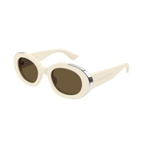 Ivory Brown Zonnebril Am0445S Model Alexander McQueen , Beige , Unisex