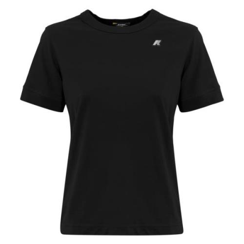 Katoenen T-shirt met hartlogo K-Way , Black , Dames