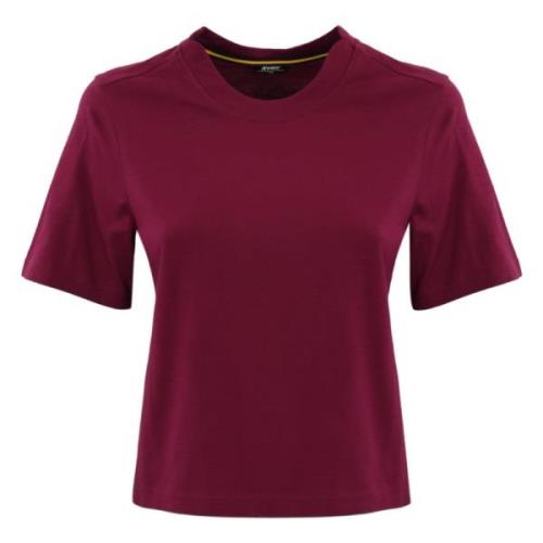 Katoenen Jersey T-shirt met Zijsplitten K-Way , Purple , Dames