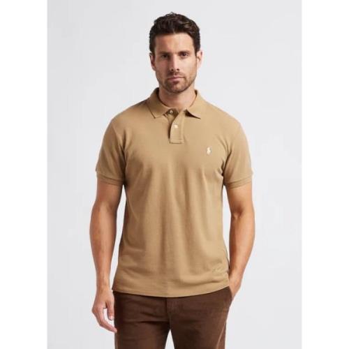 Slim-Fit Katoenen Polo Shirt Ralph Lauren , Brown , Dames