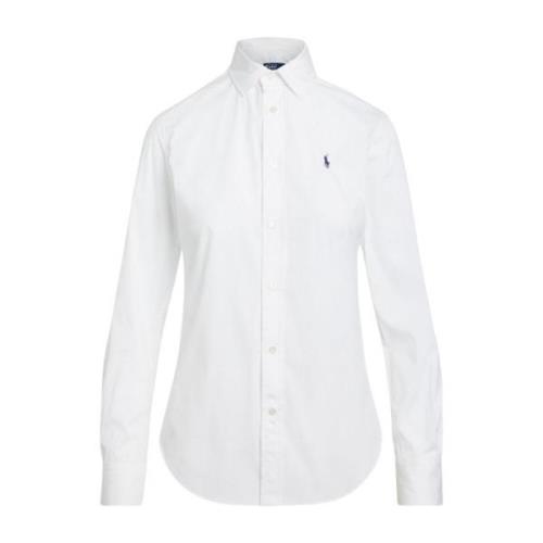 Witte Stretch Overhemd Klassieke Stijl Ralph Lauren , White , Dames