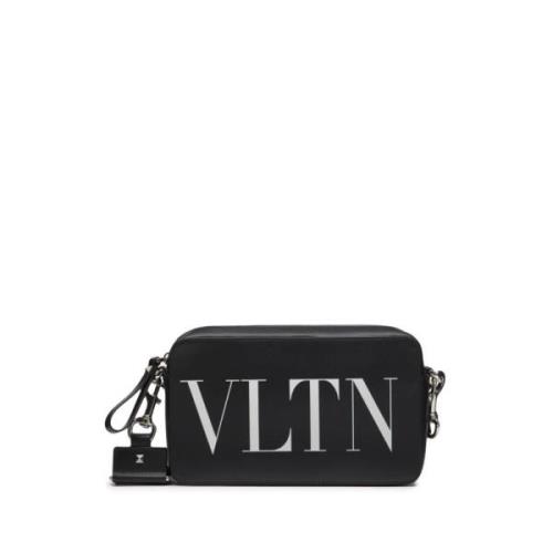 Zwarte Vltn Leren Schoudertas Valentino Garavani , Black , Heren