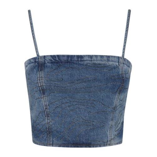 Sprankelende Denim Top Rotate Birger Christensen , Blue , Dames