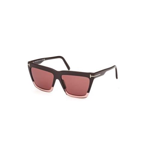 Stijlvolle bruine zonnebril met violette lens Tom Ford , Brown , Dames