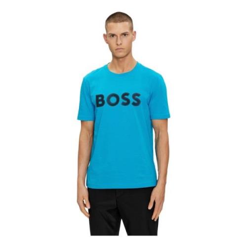 Casual Katoenen T-Shirt Hugo Boss , Blue , Heren