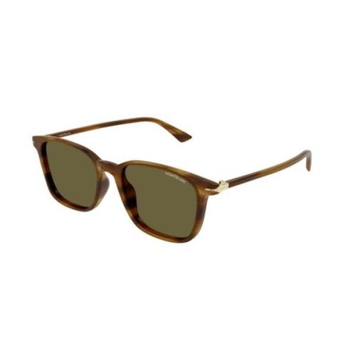 Bruin Frame Bruine Lens Zonnebril Montblanc , Brown , Unisex