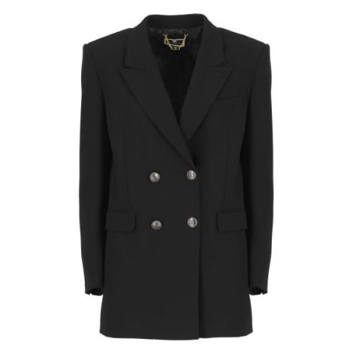 Zwarte Double-Breasted Blazer voor Vrouwen Elisabetta Franchi , Black ...