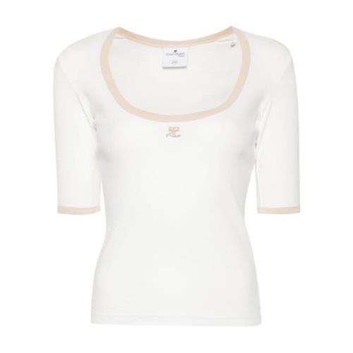 Witte Holistische Contrast T-shirt Courrèges , White , Dames