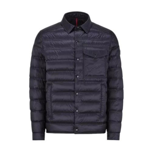 Navy Down Shacket Overshirt Style Moncler , Blue , Heren