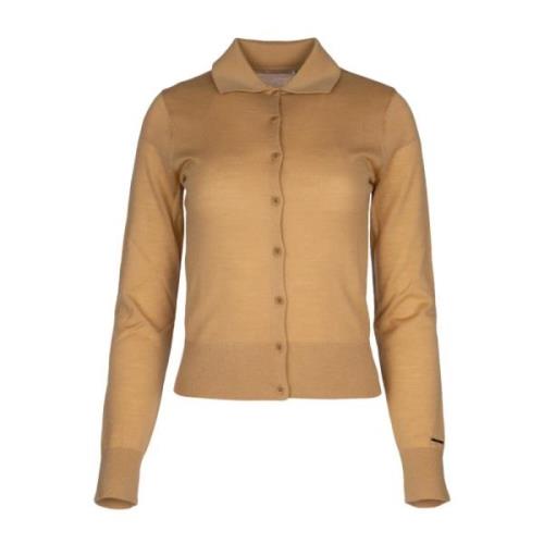 Merino Wool Button Cardi Calvin Klein , Brown , Dames
