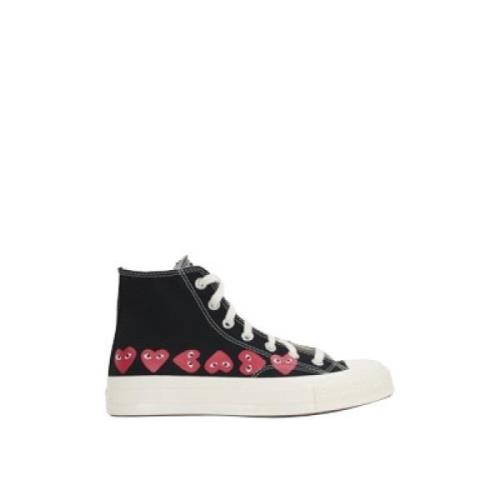 Zwarte High-Top Canvas Sneakers Comme des Garçons Play , Black , Heren