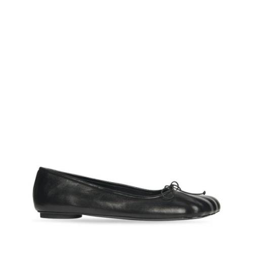 Zwarte Leren Ballet Flats Balenciaga , Black , Dames