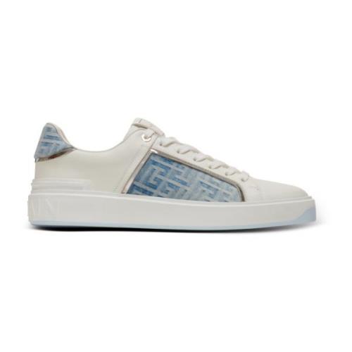 B-Court trainers in leer en denim Balmain , Blue , Heren