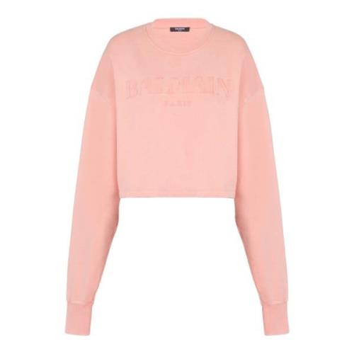 Sweatshirt met Vintage borduurwerk Balmain , Pink , Dames